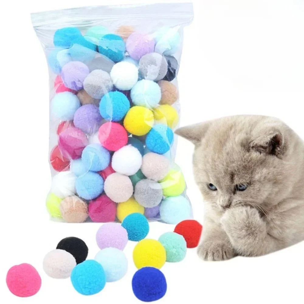70pcs Cat Toy Plush Ball